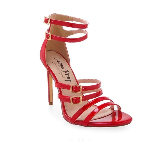 LEMON DROP BY PRIVILEGED Kumi Red Strappy Heels Size 7.5 - Picture 4 of 15